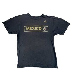 Adidas Mexico Soccer T Shirt Black Gold Logo The Go To Tee Mens Medium